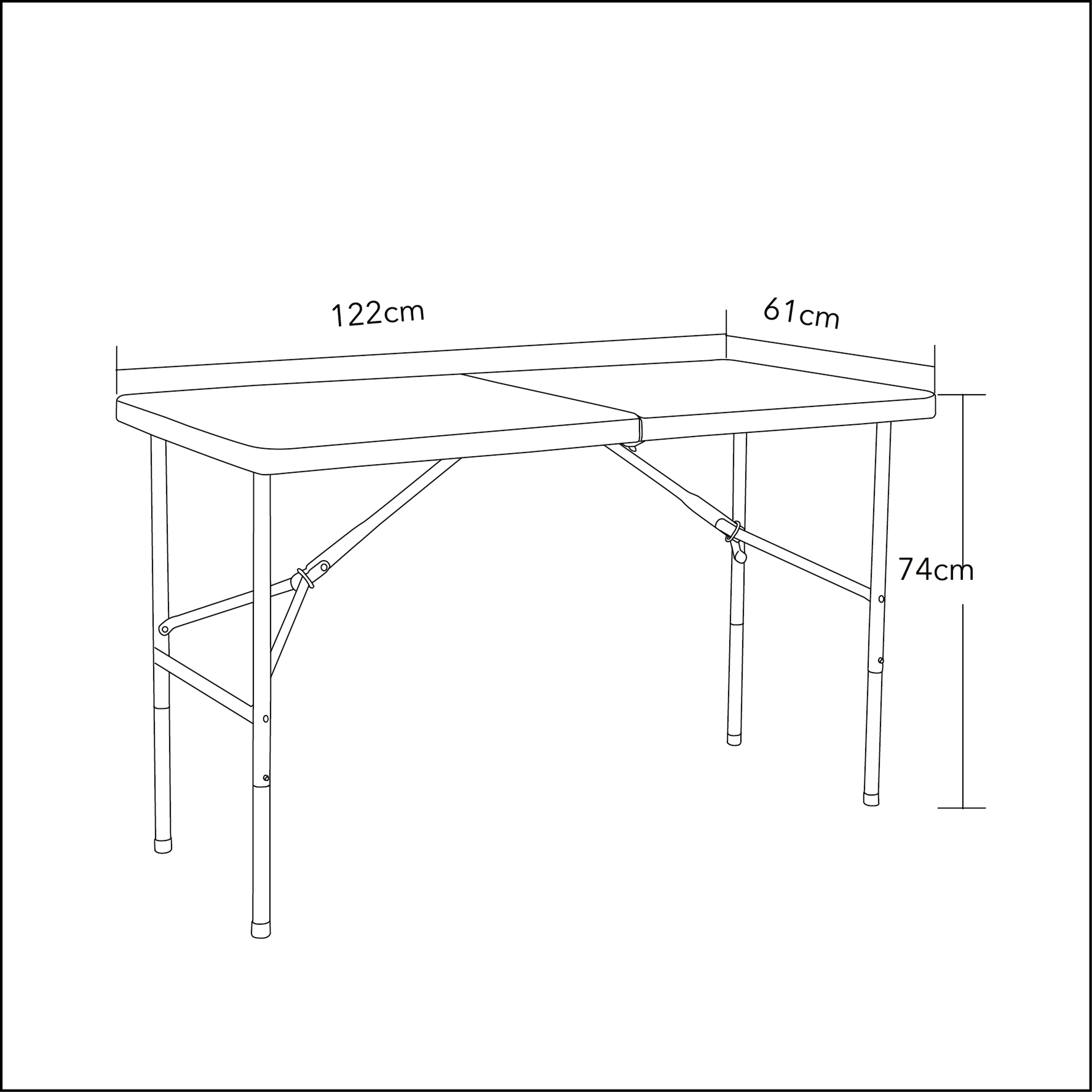 folding camping plastic table, 4ft picnic folding table with four seats