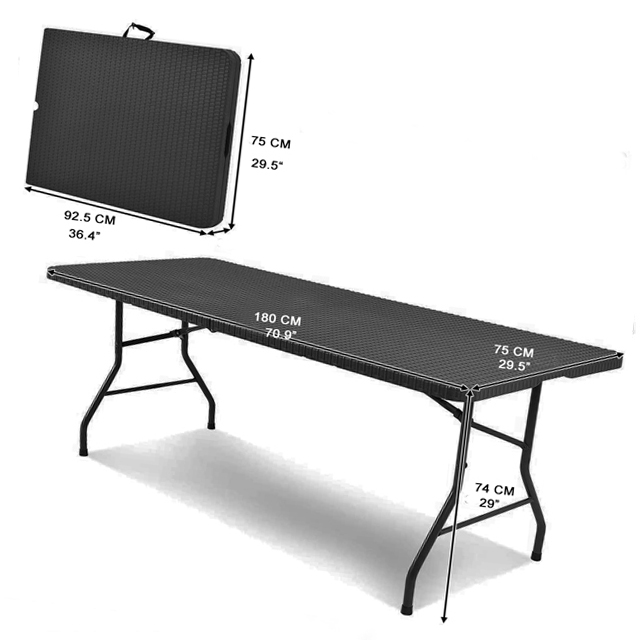 DS-CZ180R 6 FT FOLD IN HALF TABLE- Rattan Design1 