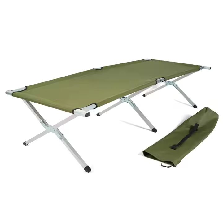 Heavy-Duty Portable Aluminum Metal Camping Bed Modern Design Foldable Sleeping Mattress for Outdoor