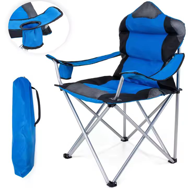 Deluxe collapsible fabric folding camping chair outdoor