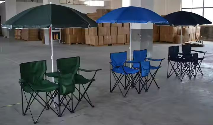 High quality Portable Double Seat Reclining Folding Beach Camp Chairs With Umbrella1 