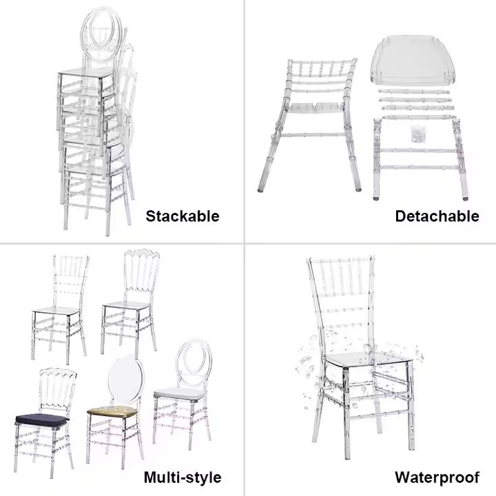 Luxury transparent clear crystal resin acrylic banquet event wedding chiavari chavari chair1 