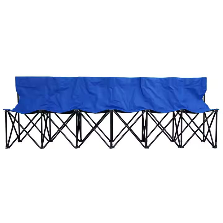 Portable 6 Seat Team Sports Sideline Bench with Back and Carry Bag for Sports Team Camping Folding Bench Chairs