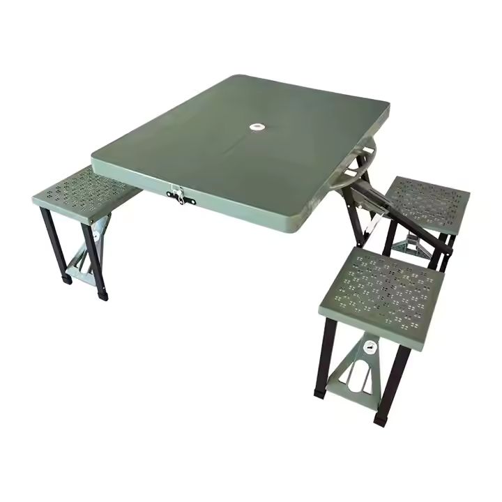 Camping folding table with umbrella hole outdoor aluminum alloy folding table1 