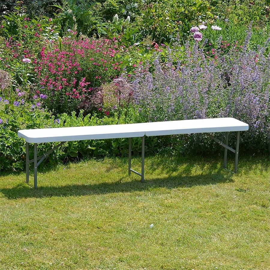 6FT HDPE plastic folding in half bench (4 legs) for indoor and outdoor events