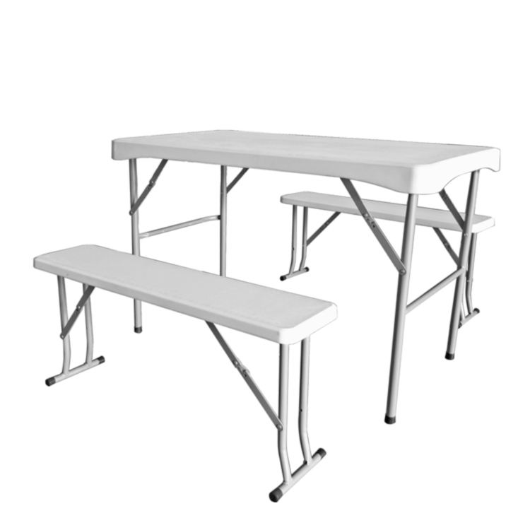 Square 113cm HDPE Plastic Folding Table with Powder-Coated Steel Legs for BBQ