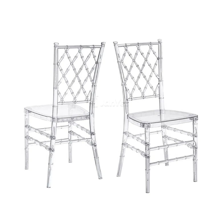 Wholesale Stackable clear resin acrylic chiavari chairs Plastic party banquet wedding chairs for events